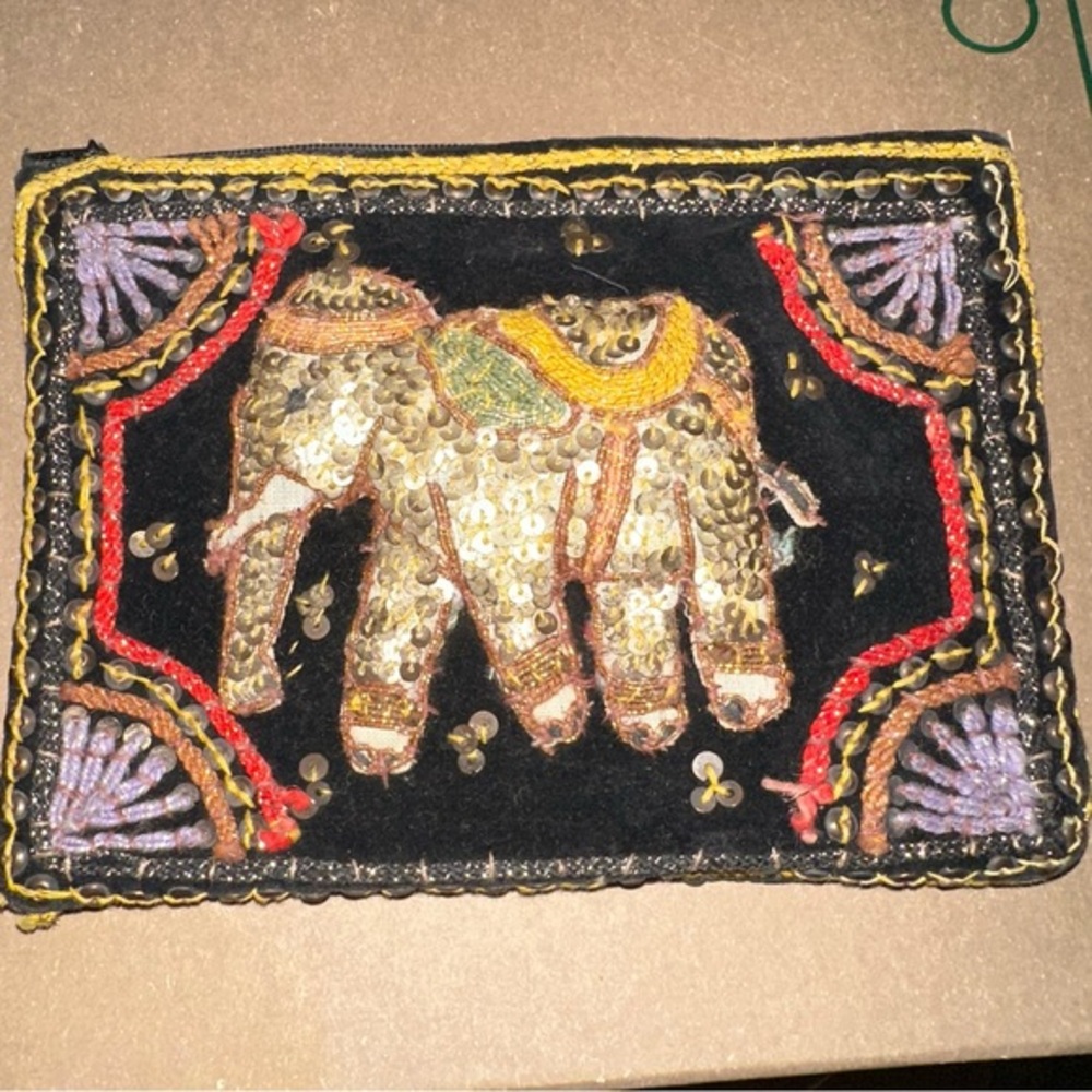 Elephant Sequined Coin Pouch